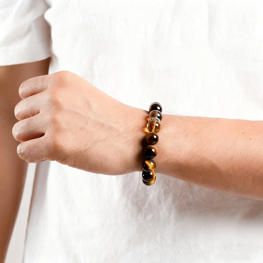 Tiger’s Eye × Citrine × Smoky Quartz · The Golden Harmony Bracelet · The Solar Plexus Awakening Chain