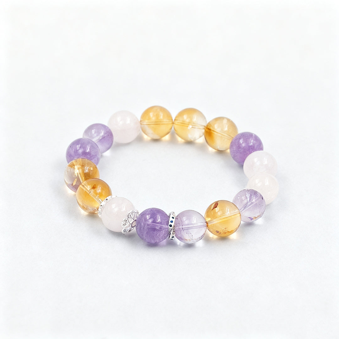 Bolivian Amethyst × Lavender Amethyst × Rose Quartz × Citrine · The Fourfold Harmony Bracelet · The Chakra Balance Awakening Chain