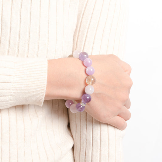 Lepidolite × Lavender Amethyst × Rose Quartz × Golden Rutilated Quartz · The Radiant Serenity Bracelet · The Chakra Balance Awakening Chain