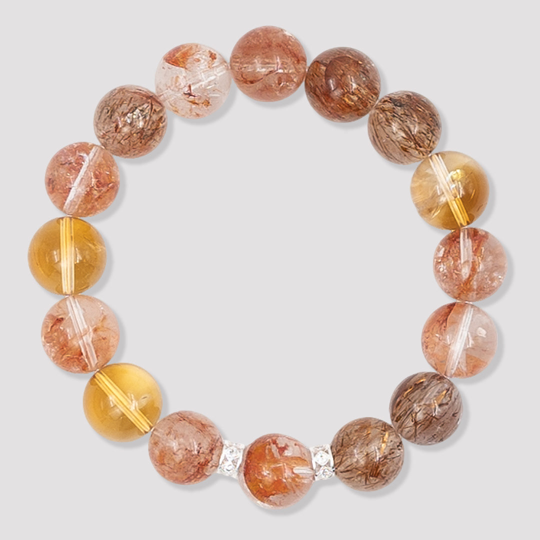 Citrine × Red Hematoid Quartz × Black Rutilated Quartz · The Radiant Flame Bracelet · The Solar Plexus Awakening Chain