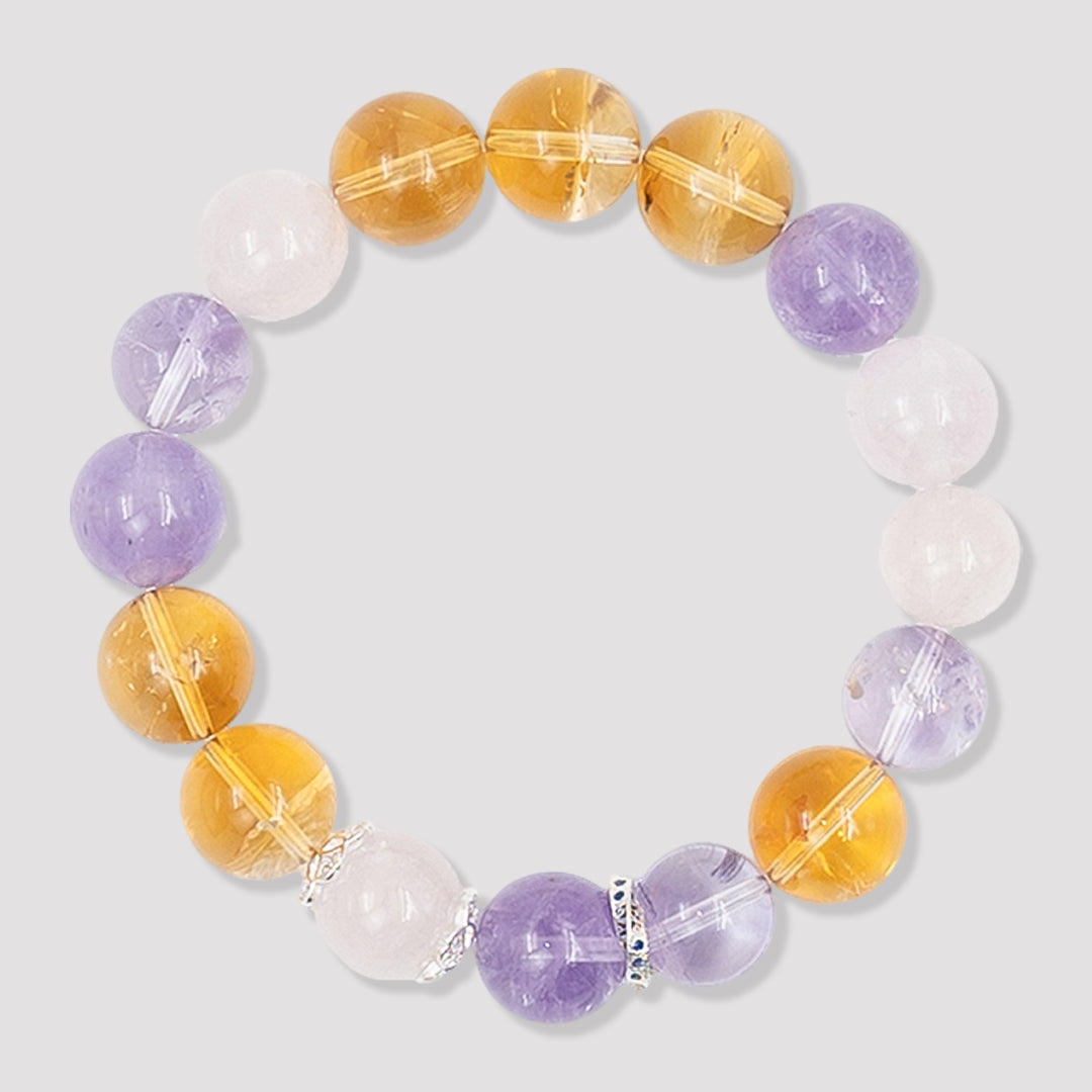 Bolivian Amethyst × Lavender Amethyst × Rose Quartz × Citrine · The Fourfold Harmony Bracelet · The Chakra Balance Awakening Chain